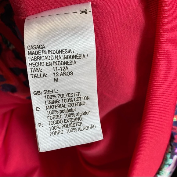 Adidas Floral Front Zip Track Jacket Size 11-12Y Medium S96108 - Picture 8 of 9